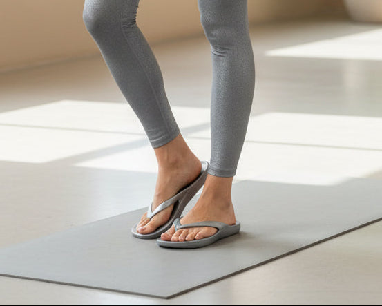 Gray sandal on model