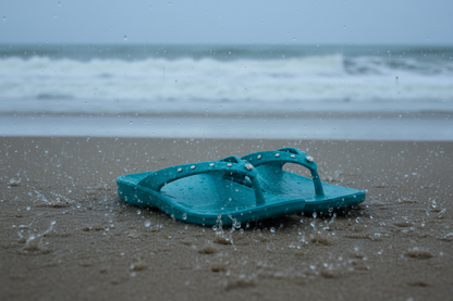 Teal  fashion flopeds with rhinestone studs on starps