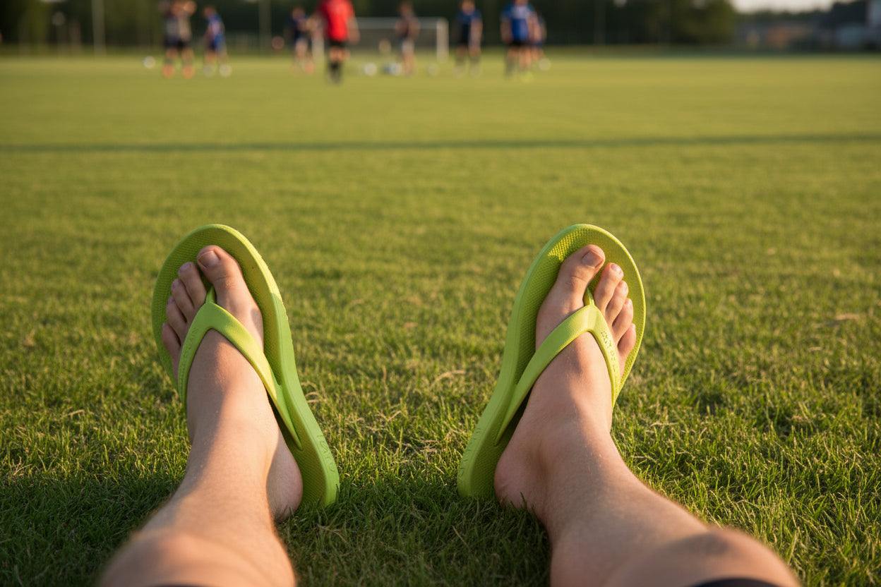 FLOPEDS TAF3 Lime Green on soccer field